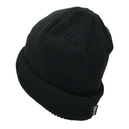 刺繍 ロゴ ニットキャップ ビッグワッチ正規品 ブラック/黒 ルーズ ニット帽 ざっくり編み 折り返し ST-07 帽子