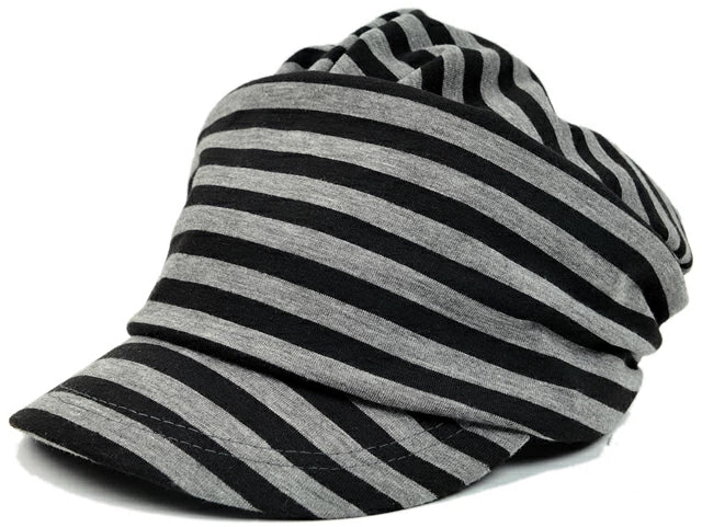 シェードニットキャップ ブラック グレー ボーダー T-12 春 夏 秋 UVケア/ビッグワッチ BIGWATCH正規品