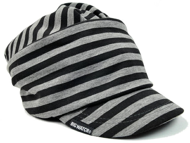 シェードニットキャップ ブラック グレー ボーダー T-12 春 夏 秋 UVケア/ビッグワッチ BIGWATCH正規品