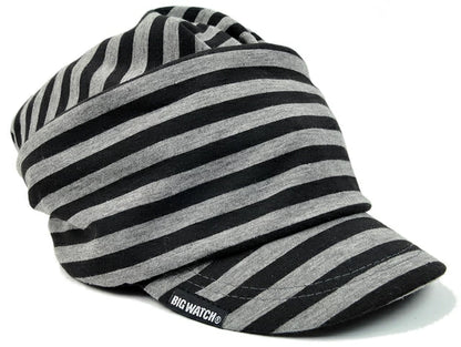 シェードニットキャップ ブラック グレー ボーダー T-12 春 夏 秋 UVケア/ビッグワッチ BIGWATCH正規品