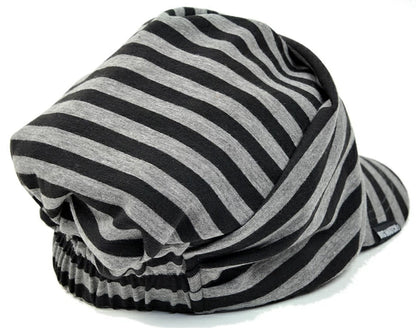 シェードニットキャップ ブラック グレー ボーダー T-12 春 夏 秋 UVケア/ビッグワッチ BIGWATCH正規品