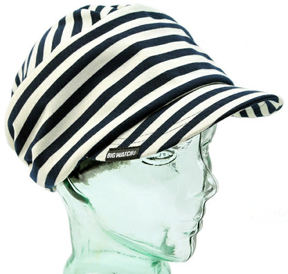 ボーダー シェード ニットBIGWATCH ネイビー ナチュラル ニットキャップ ルーズ キャスケット つば付帽子 サイズ T-13 春 夏 秋 UVケア/ビッグワッチ
