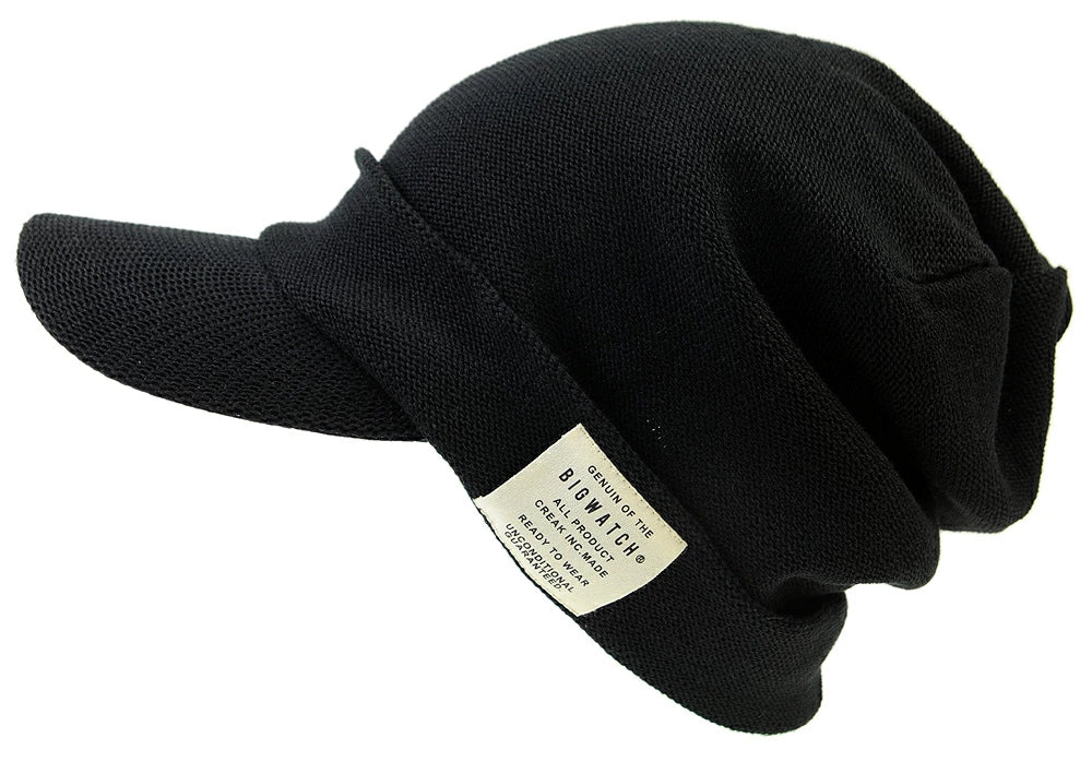 ヘンプシェード ニット ブラック 黒 ニットキャップ ルーズ ビッグワッチ つば付ニット サイズ TH-01 春 秋 冬 春 夏 秋 UVケア BIGWATCH正規品