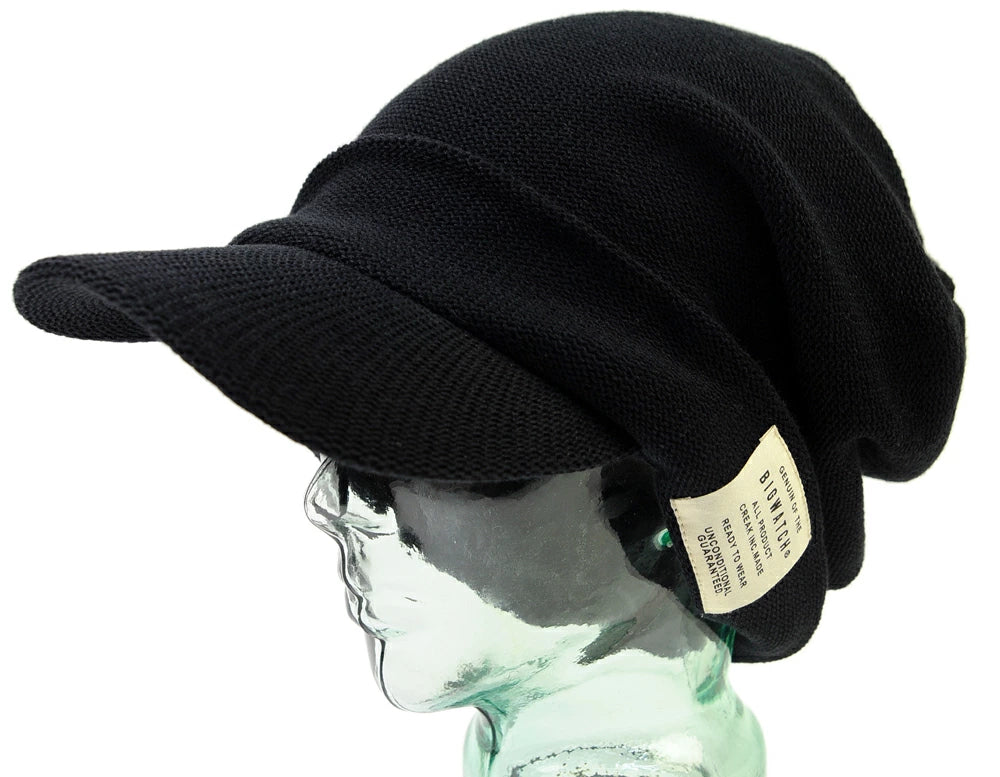 ヘンプシェード ニット ブラック 黒 ニットキャップ ルーズ ビッグワッチ つば付ニット サイズ TH-01 春 秋 冬 春 夏 秋 UVケア BIGWATCH正規品