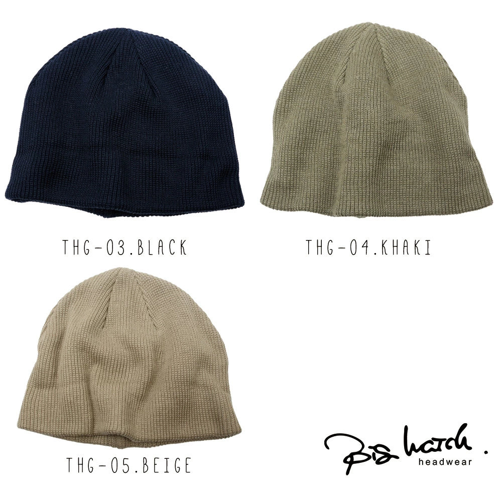 ショートワッチ 黒,ベージュ,カーキ 浅め ニット帽 ニットキャップ THG-03,04,05 秋冬 男女兼用 BIGWATCH正規品レディース メンズ