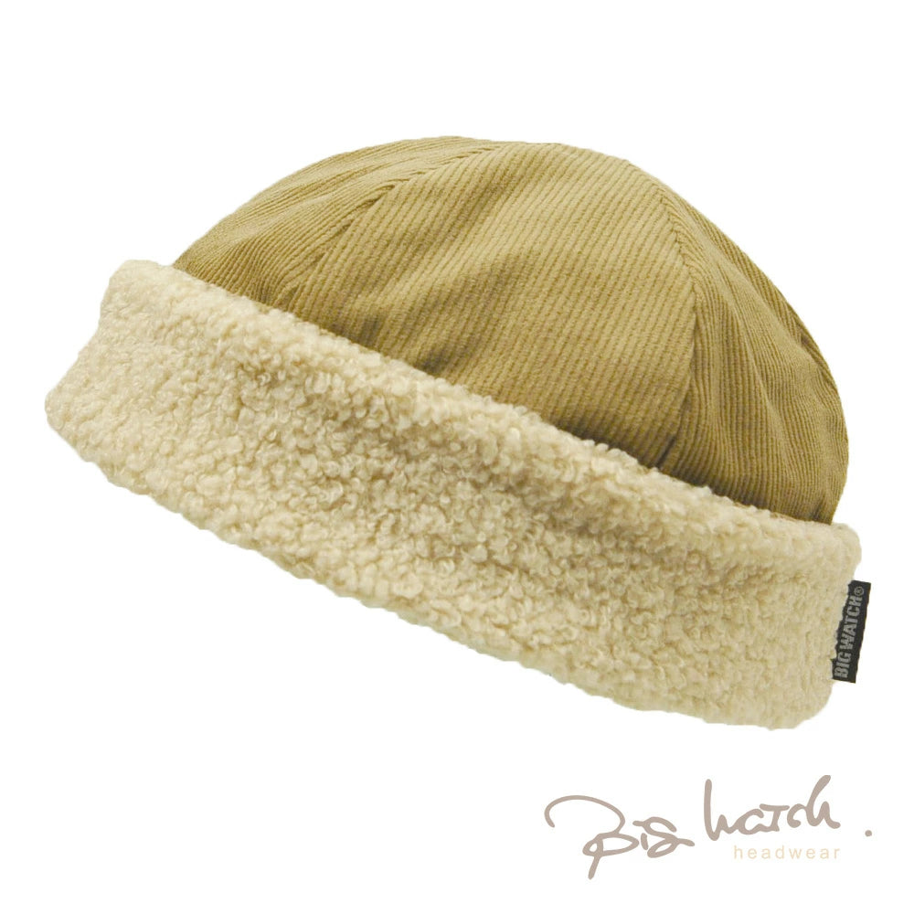 リバーシブル コーデュロイ ボア ハット ベージュ/アイボリー THG-06 HAT バケハ 大きめ 秋冬 BIGWATCH正規品