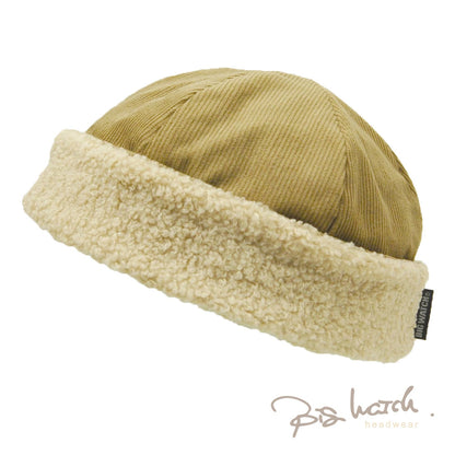 リバーシブル コーデュロイ ボア ハット ベージュ/アイボリー THG-06 HAT バケハ 大きめ 秋冬 BIGWATCH正規品