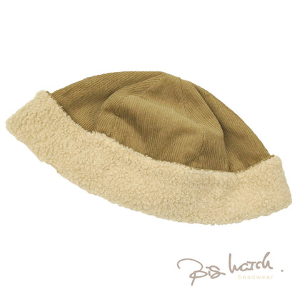 リバーシブル コーデュロイ ボア ハット ベージュ/アイボリー THG-06 HAT バケハ 大きめ 秋冬 BIGWATCH正規品