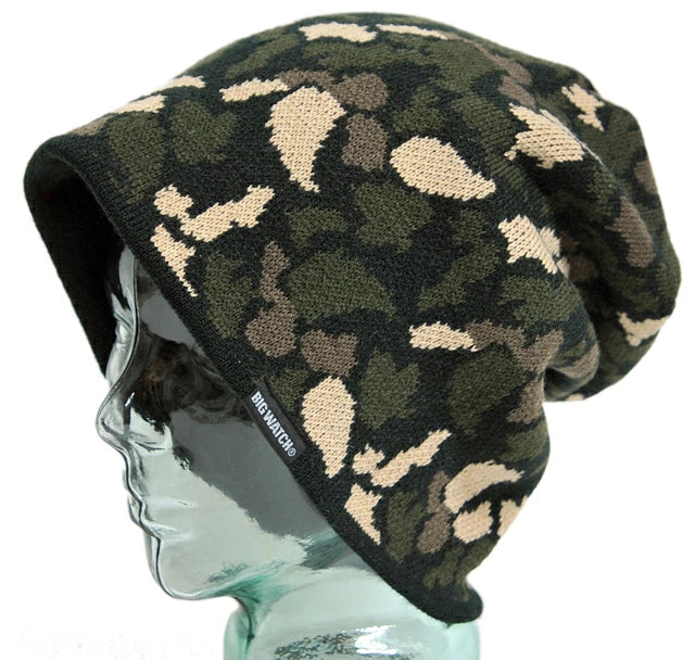 カモ柄(迷彩柄)ニット BIGWATCH正規品 ビッグワッチ ニットキャップ ニット帽  ルーズ ワッチ ビーニー ビッグサイズ TK-01 春 秋 冬