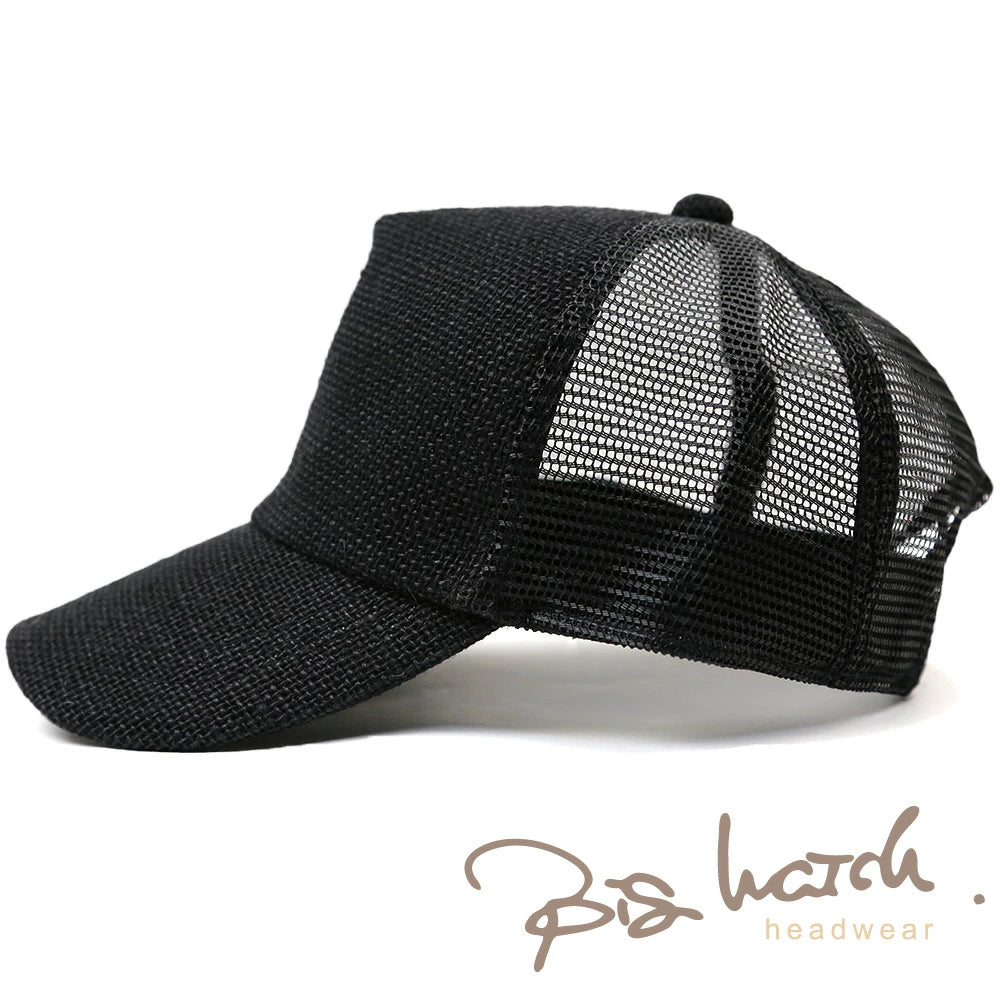 無地 ヘンプ キャップ BIGWATCH ビッグワッチ オールブラック 黒 メッシュ WCPM-09B 春夏 男女兼用サイズ 帽子 レディース