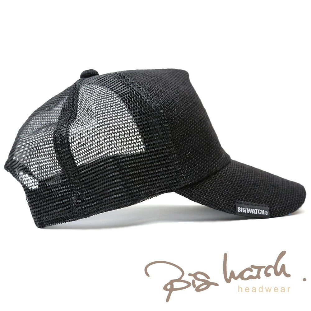 無地 ヘンプ キャップ BIGWATCH ビッグワッチ オールブラック 黒 メッシュ WCPM-09B 春夏 男女兼用サイズ 帽子 レディース
