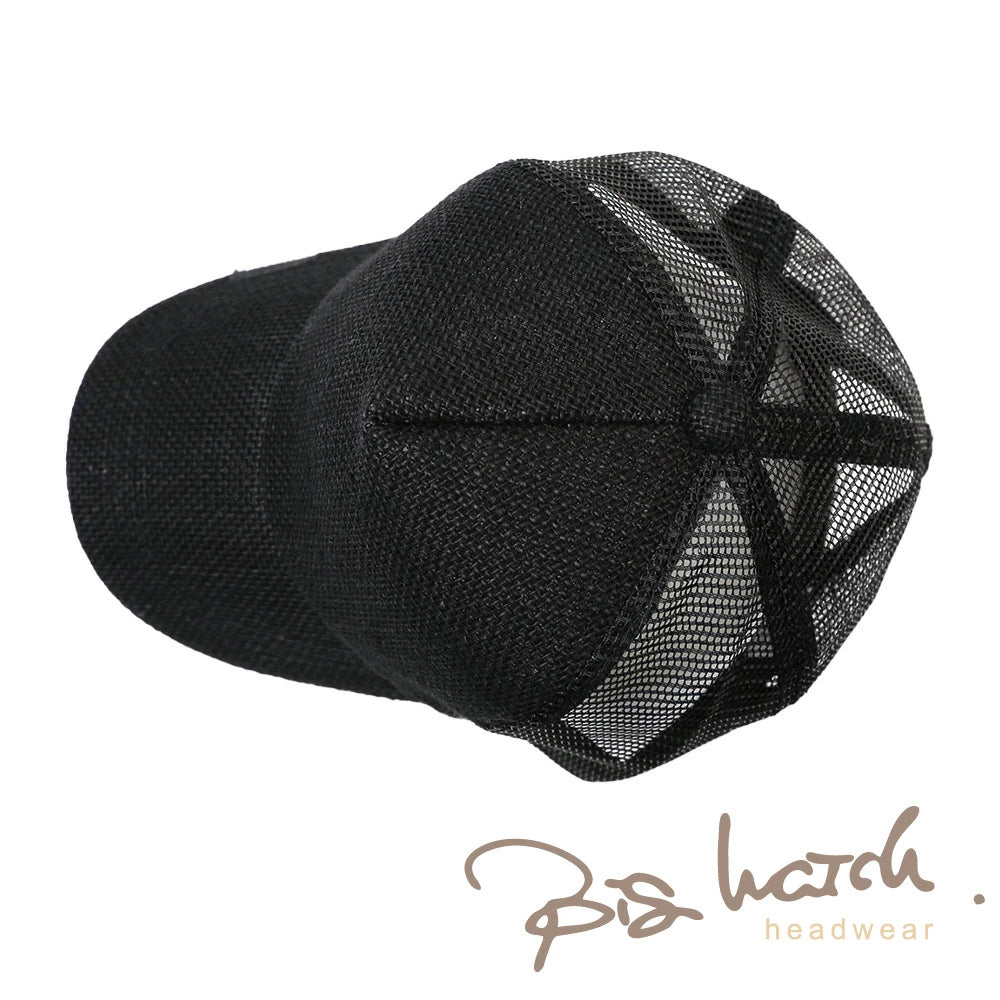 無地 ヘンプ キャップ BIGWATCH ビッグワッチ オールブラック 黒 メッシュ WCPM-09B 春夏 男女兼用サイズ 帽子 レディース