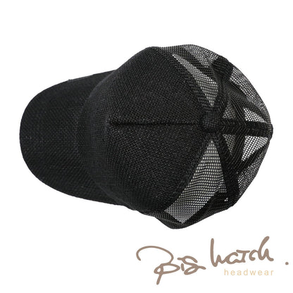 無地 ヘンプ キャップ BIGWATCH ビッグワッチ オールブラック 黒 メッシュ WCPM-09B 春夏 男女兼用サイズ 帽子 レディース