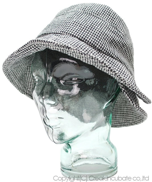 ハット ツイード ビッグワッチ BIGWATCH グレー 千鳥格子 ハウンドトゥース ドッグトゥース グレンチェック WH-02 春 夏 秋 UVケア バケットハット 大きいサイズ メンズ 帽子 レディース