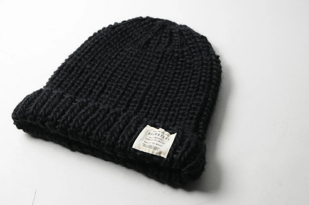 ウール ビッグワッチ ブラック 黒 BIGWATCH正規品 ニットキャップ 大きめサイズ ワッチキャップ 防寒対策 W-03 春 秋 冬 大きいサイズ メンズ 帽子 ニット帽 ロング
