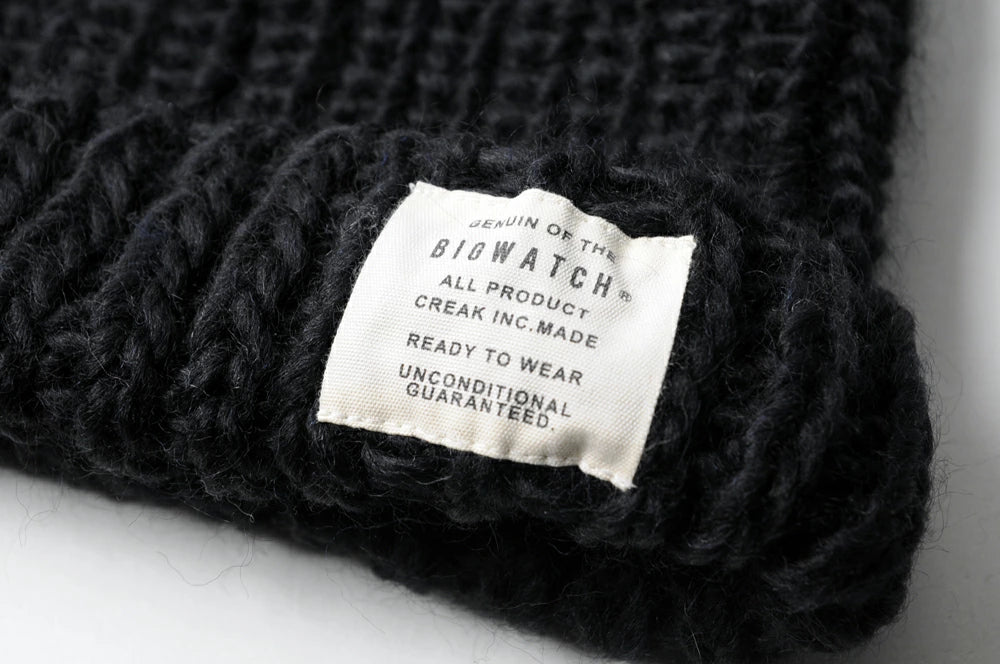 ウール ビッグワッチ ブラック 黒 BIGWATCH正規品 ニットキャップ 大きめサイズ ワッチキャップ 防寒対策 W-03 春 秋 冬 大きいサイズ メンズ 帽子 ニット帽 ロング