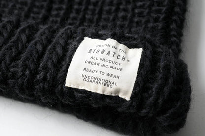 ウール ビッグワッチ ブラック 黒 BIGWATCH正規品 ニットキャップ 大きめサイズ ワッチキャップ 防寒対策 W-03 春 秋 冬 大きいサイズ メンズ 帽子 ニット帽 ロング