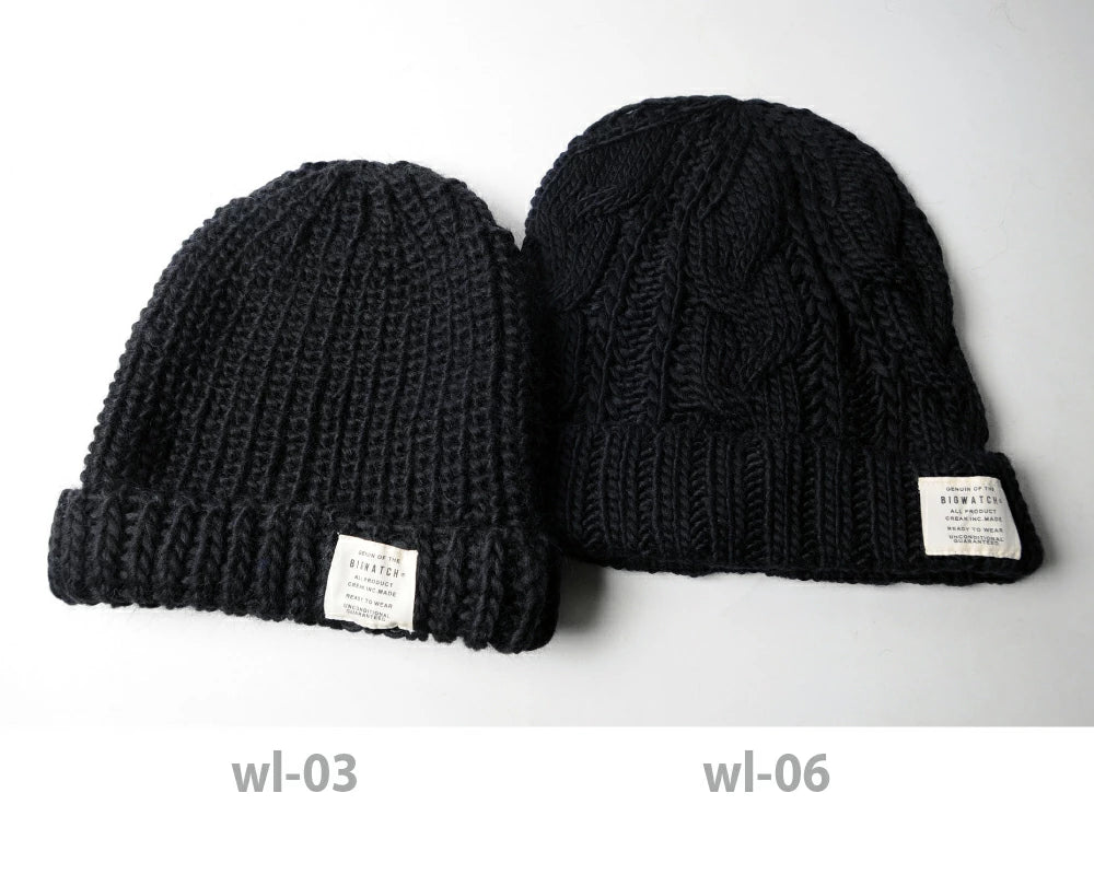 ウール ビッグワッチ ブラック 黒 BIGWATCH正規品 ニットキャップ 大きめサイズ ワッチキャップ 防寒対策 W-03 春 秋 冬 大きいサイズ メンズ 帽子 ニット帽 ロング
