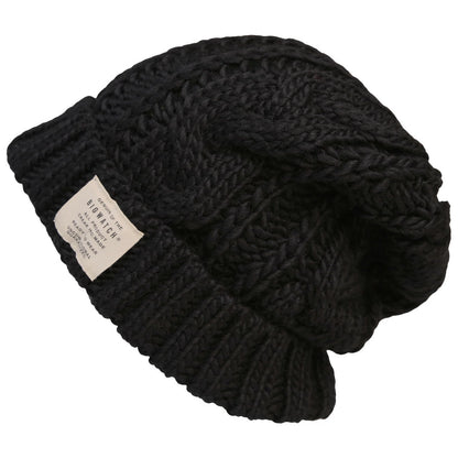 ケーブル ロングウール ニットワッチ 大きいサイズ メンズ 帽子 BIGWATCH正規品 ニットキャップ 帽子 ウール100% ケーブルニット 黒 WL-06 /ビッグワッチ