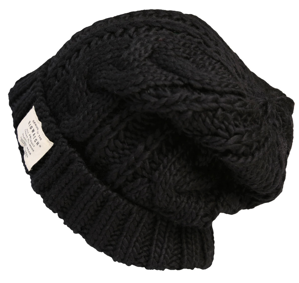 ケーブル ロングウール ニットワッチ 大きいサイズ メンズ 帽子 BIGWATCH正規品 ニットキャップ 帽子 ウール100% ケーブルニット 黒 WL-06 /ビッグワッチ