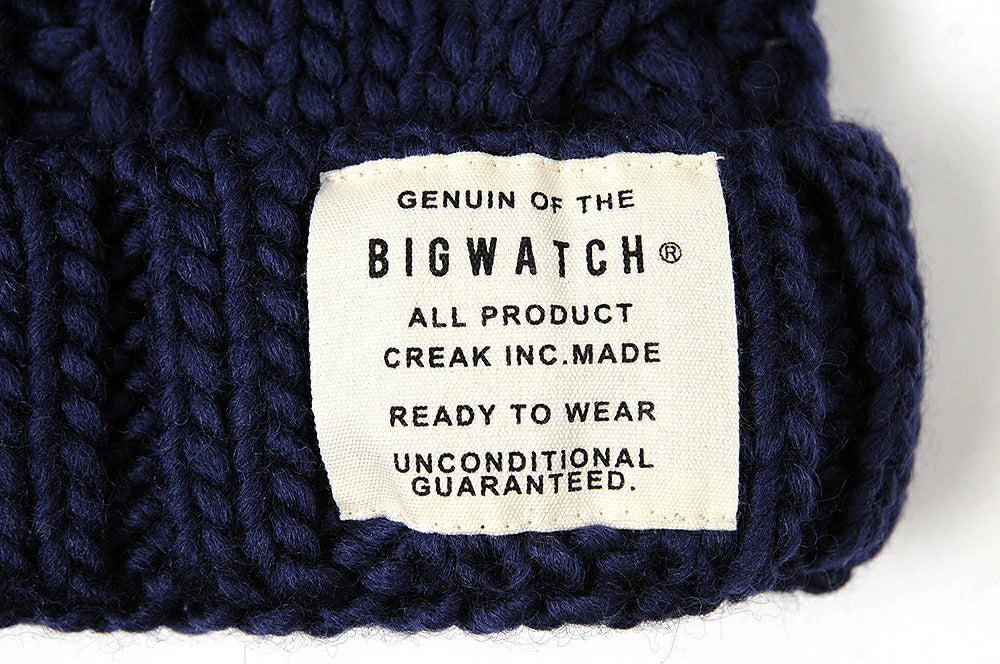 ケーブル ロングウールニットワッチ 大きいサイズ メンズ 帽子 BIGWATCH正規品 ニットキャップ ウール100% ケーブル ビーニーネイビー 紺 防寒 W-07 春 秋 冬 ビッグワッチ