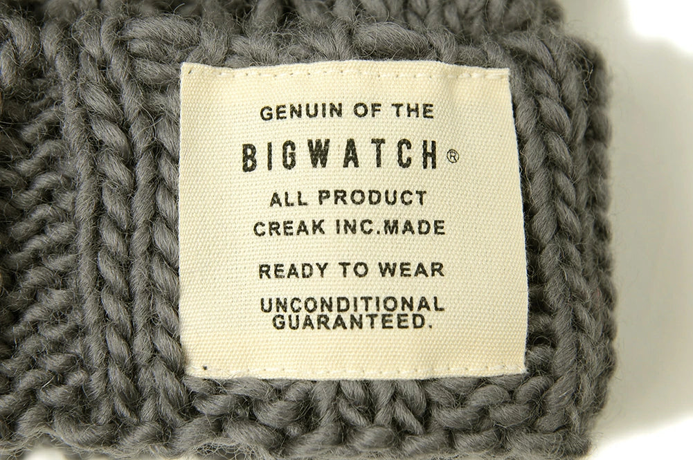 ケーブル ロングウール ニットワッチ帽子 大きいサイズ ニットキャップ ウール100% ケーブル BIGWATCH チャコールグレー ニットワッチ ケーブル 防寒対策 WL-08 秋冬