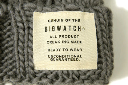 ケーブル ロングウール ニットワッチ帽子 大きいサイズ ニットキャップ ウール100% ケーブル BIGWATCH チャコールグレー ニットワッチ ケーブル 防寒対策 WL-08 秋冬