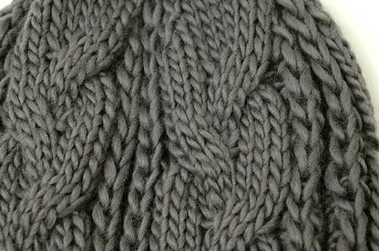 ケーブル ロングウール ニットワッチ帽子 大きいサイズ ニットキャップ ウール100% ケーブル BIGWATCH チャコールグレー ニットワッチ ケーブル 防寒対策 WL-08 秋冬