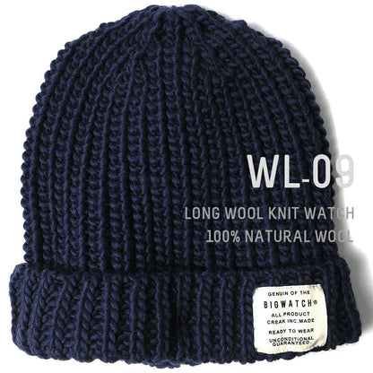 ロングウールBIGWATCH 大きいサイズ 帽子 BIGWATCH正規品 ニット帽 メンズ 大きいサイズ ロング ウール ビッグワッチ ネイビー 紺 W-09 春 秋 冬