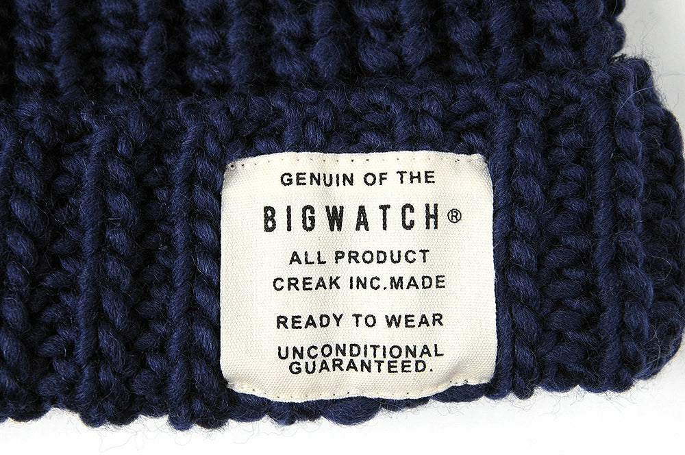 ロングウールBIGWATCH 大きいサイズ 帽子 BIGWATCH正規品 ニット帽 メンズ 大きいサイズ ロング ウール ビッグワッチ ネイビー 紺 W-09 春 秋 冬