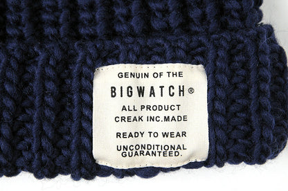 ロングウールBIGWATCH 大きいサイズ 帽子 BIGWATCH正規品 ニット帽 メンズ 大きいサイズ ロング ウール ビッグワッチ ネイビー 紺 W-09 春 秋 冬
