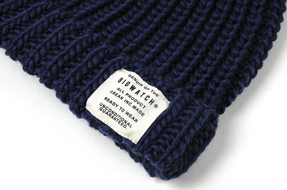 ロングウールBIGWATCH 大きいサイズ 帽子 BIGWATCH正規品 ニット帽 メンズ 大きいサイズ ロング ウール ビッグワッチ ネイビー 紺 W-09 春 秋 冬