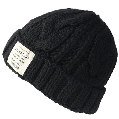 ウール ケーブル ニットキャップ BIGWATCH（Short Ver） 黒 ブラック ビーニー ビッグサイズ ビッグワッチ ワッチキャップ ケーブル 防寒対策 W-10 秋冬 帽子 大きいサイズ