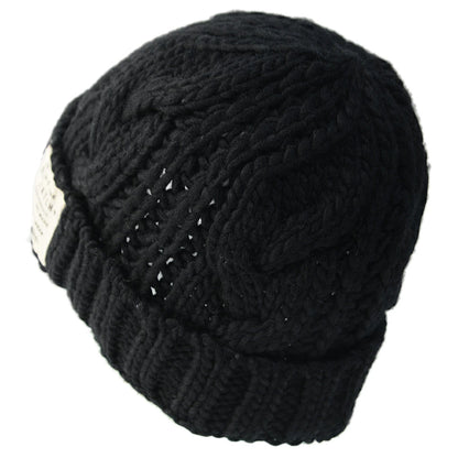 ウール ケーブル ニットキャップ BIGWATCH（Short Ver） 黒 ブラック ビーニー ビッグサイズ ビッグワッチ ワッチキャップ ケーブル 防寒対策 W-10 秋冬 帽子 大きいサイズ