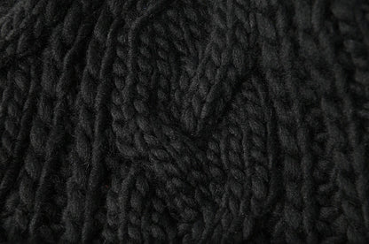 ウール ケーブル ニットキャップ BIGWATCH（Short Ver） 黒 ブラック ビーニー ビッグサイズ ビッグワッチ ワッチキャップ ケーブル 防寒対策 W-10 秋冬 帽子 大きいサイズ