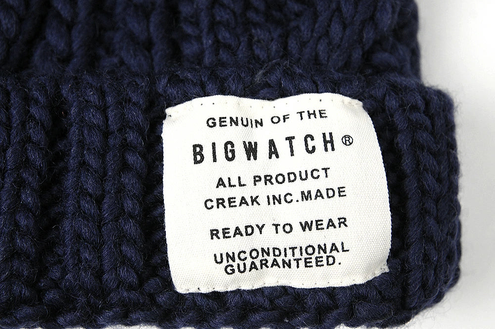 ウール ケーブル ニットキャップ BIGWATCH（Short Ver） ネイビー 紺 ビーニー ビッグサイズ ビッグワッチ ワッチキャップ ケーブル 防寒対策 W-11 春 秋 冬 帽子 大きいサイズ