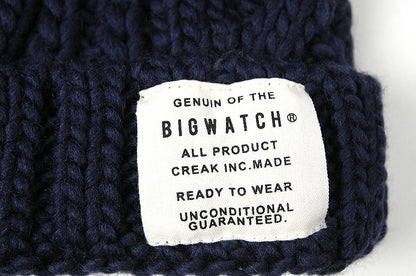 ウール ケーブル ニットキャップ BIGWATCH（Short Ver） ネイビー 紺 ビーニー ビッグサイズ ビッグワッチ ワッチキャップ ケーブル 防寒対策 W-11 春 秋 冬 帽子 大きいサイズ
