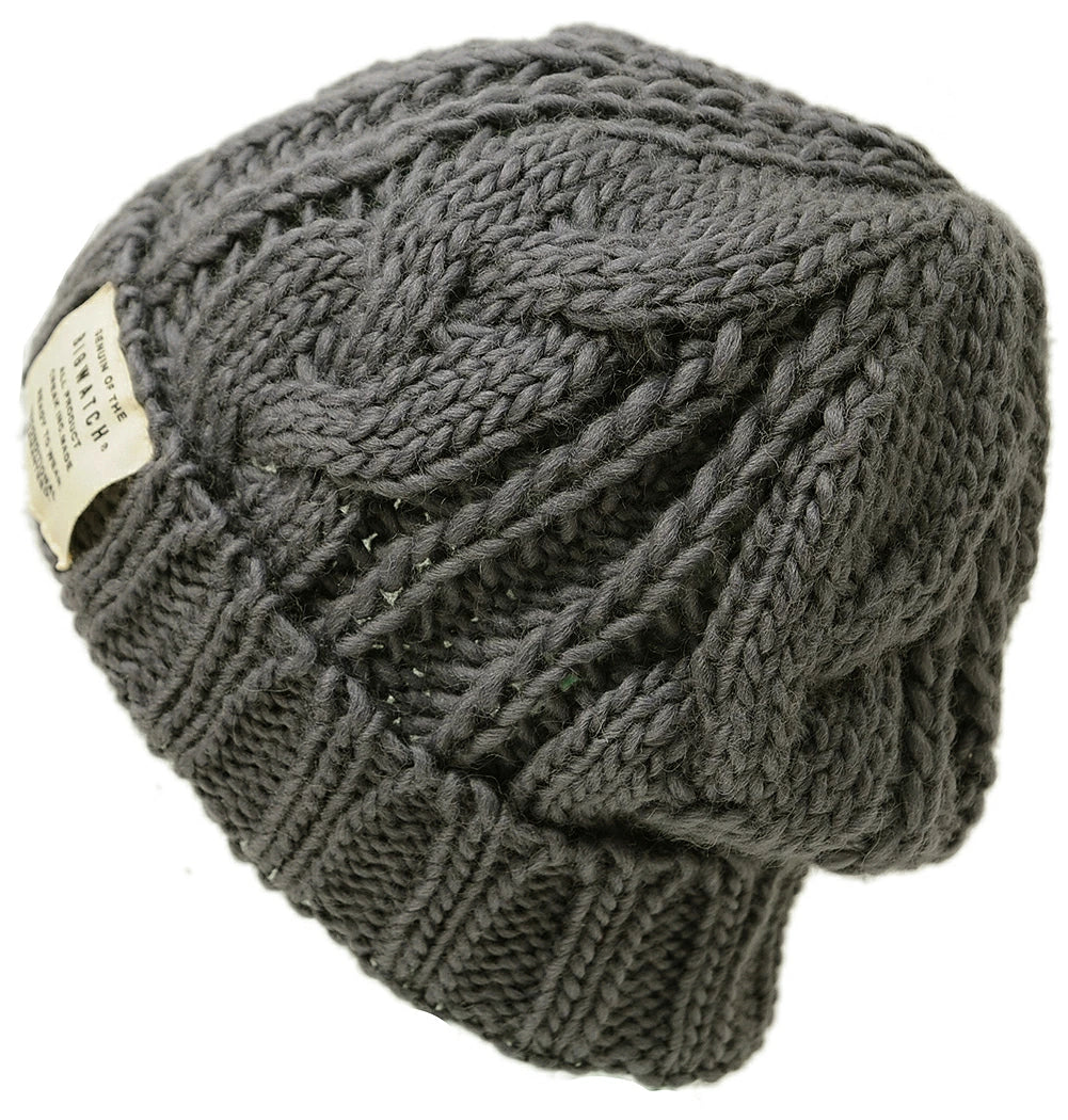 ウール ケーブル ニットキャップ BIGWATCH（Short Ver） チャコールグレー ビッグワッチ ニットワッチ 防寒対策 W-12 春 秋 冬 帽子 大きいサイズ