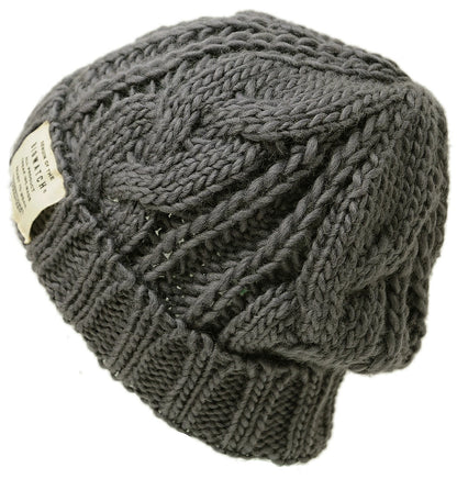 ウール ケーブル ニットキャップ BIGWATCH（Short Ver） チャコールグレー ビッグワッチ ニットワッチ 防寒対策 W-12 春 秋 冬 帽子 大きいサイズ