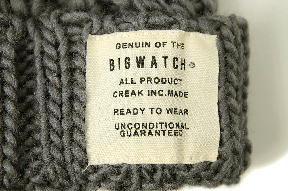 ウール ケーブル ニットキャップ BIGWATCH（Short Ver） チャコールグレー ビッグワッチ ニットワッチ 防寒対策 W-12 春 秋 冬 帽子 大きいサイズ