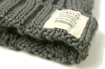 ウール ケーブル ニットキャップ BIGWATCH（Short Ver） チャコールグレー ビッグワッチ ニットワッチ 防寒対策 W-12 春 秋 冬 帽子 大きいサイズ