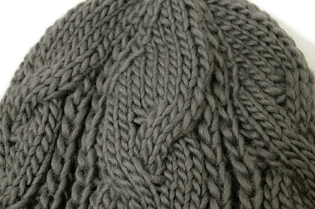 ウール ケーブル ニットキャップ BIGWATCH（Short Ver） チャコールグレー ビッグワッチ ニットワッチ 防寒対策 W-12 春 秋 冬 帽子 大きいサイズ