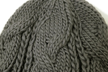 ウール ケーブル ニットキャップ BIGWATCH（Short Ver） チャコールグレー ビッグワッチ ニットワッチ 防寒対策 W-12 春 秋 冬 帽子 大きいサイズ