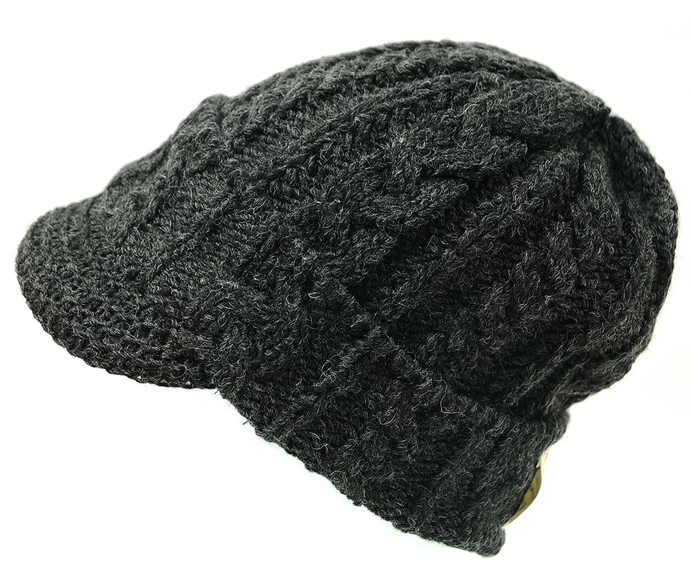 ツバ付き ウール ニットキャップ BIGWATCH ブラック 黒 ビーニー ビッグサイズ ビッグワッチ ワッチキャップ 防寒対策 春 秋 冬 WT-10