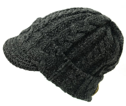 ツバ付き ウール ニットキャップ BIGWATCH ブラック 黒 ビーニー ビッグサイズ ビッグワッチ ワッチキャップ 防寒対策 春 秋 冬 WT-10