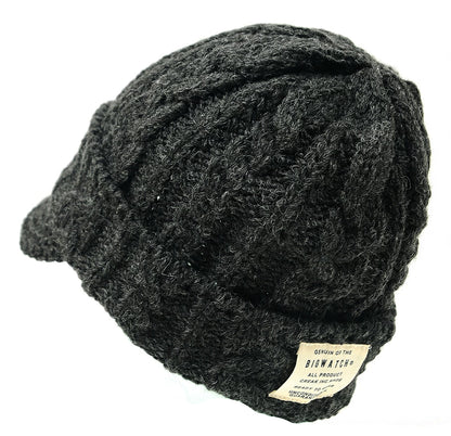 ツバ付き ウール ニットキャップ BIGWATCH ブラック 黒 ビーニー ビッグサイズ ビッグワッチ ワッチキャップ 防寒対策 春 秋 冬 WT-10