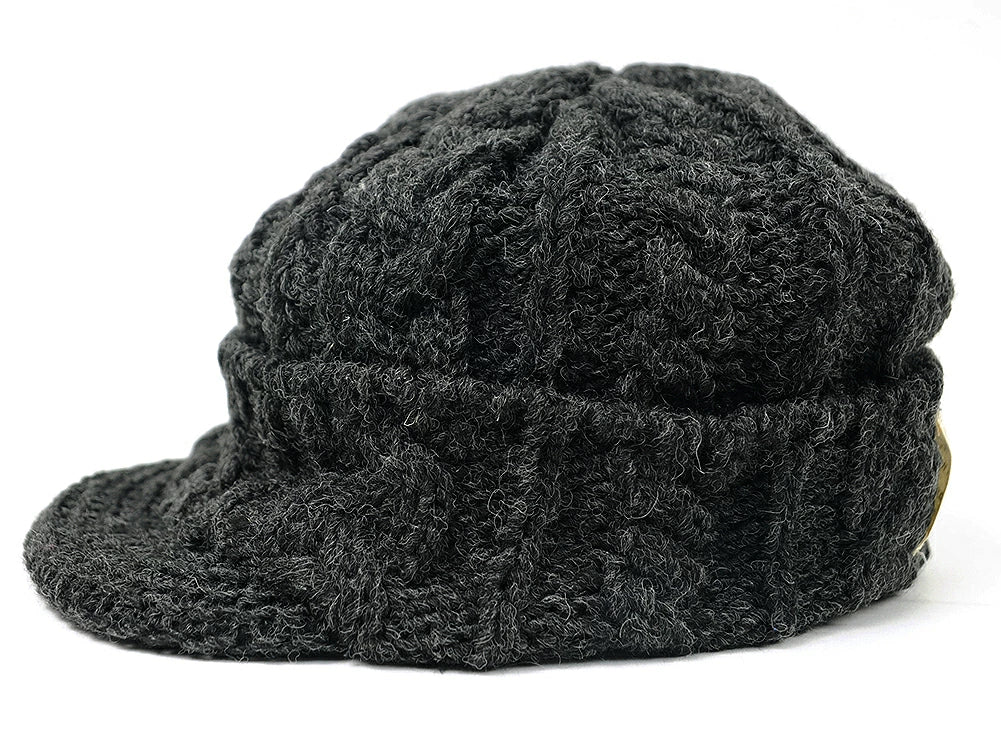 ツバ付き ウール ニットキャップ BIGWATCH ブラック 黒 ビーニー ビッグサイズ ビッグワッチ ワッチキャップ 防寒対策 春 秋 冬 WT-10