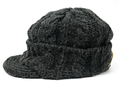 ツバ付き ウール ニットキャップ BIGWATCH ブラック 黒 ビーニー ビッグサイズ ビッグワッチ ワッチキャップ 防寒対策 春 秋 冬 WT-10
