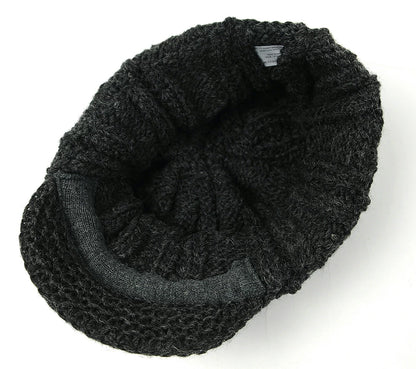 ツバ付き ウール ニットキャップ BIGWATCH ブラック 黒 ビーニー ビッグサイズ ビッグワッチ ワッチキャップ 防寒対策 春 秋 冬 WT-10