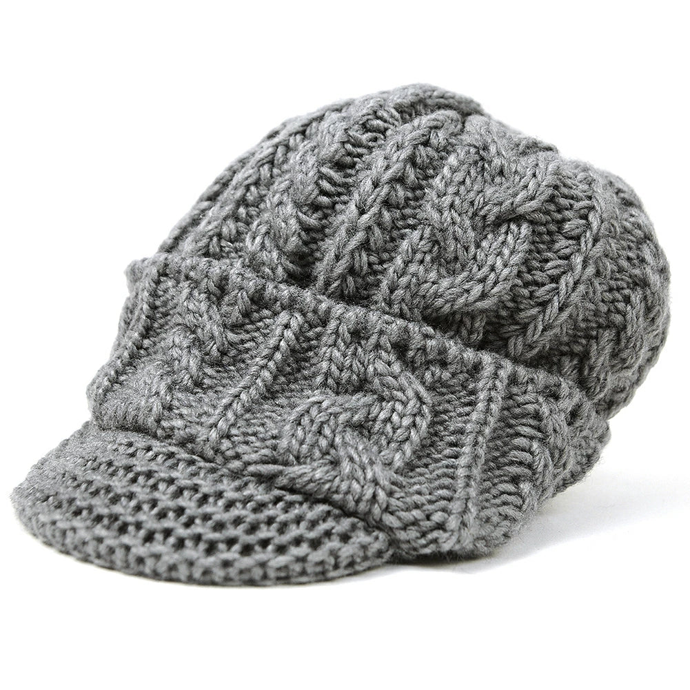 ツバ付き ウール ニットキャップ BIGWATCH グレー ビーニー ビッグサイズ ビッグワッチ ワッチキャップ 防寒対策 春 秋 冬 WT-11
